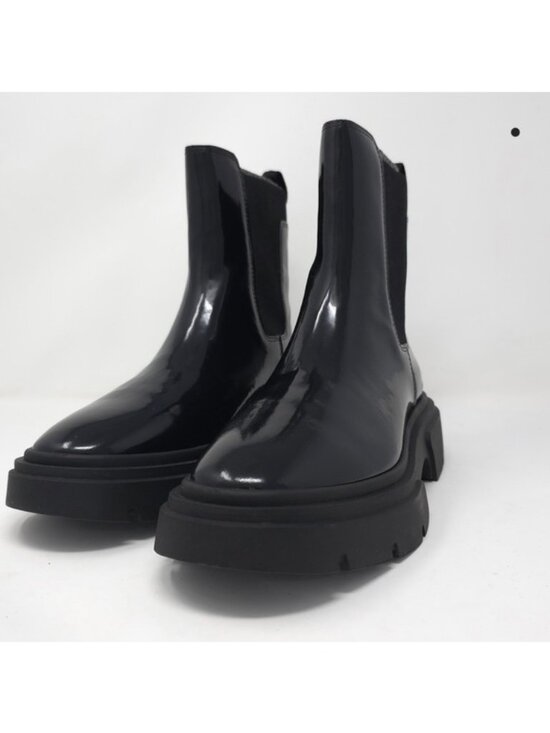 Dkny Shoes - DKNY Black Patent Chelsea Lug Booties 8M